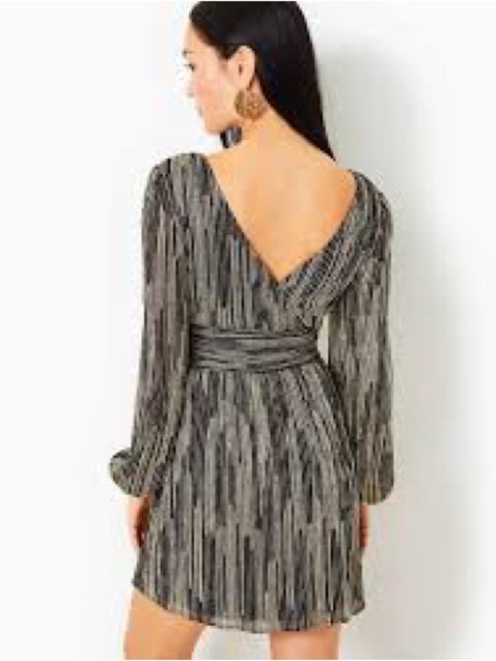 Lilly Pulitzer Black & Silver Striped Backless Mini Dress